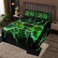 thumbnail image 2 of Erosebridal Teens Video Game Coverlet Set Queen, Gradient Green Lightning Bedding Set, Ultra Soft 3 Pieces, 2 of 5