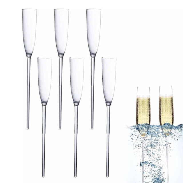 Floating Pool Champagne Glasses for Outdoor Celebrations - 6oz Floating Glassware for Water Parties Set 6 6PCS