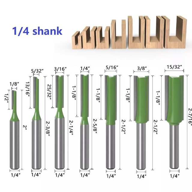 1-7 Pcs Fraise-Bordure Droite à Double Flûte pour Bois