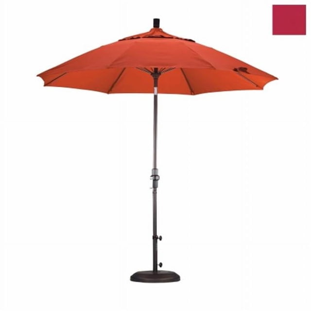California Umbrella GSCUF908117-SA03 Parasol de Marché en Fibre de Verre de 9 Pi, Inclinaison à Col, Bronze-Pacifica-Rouge
