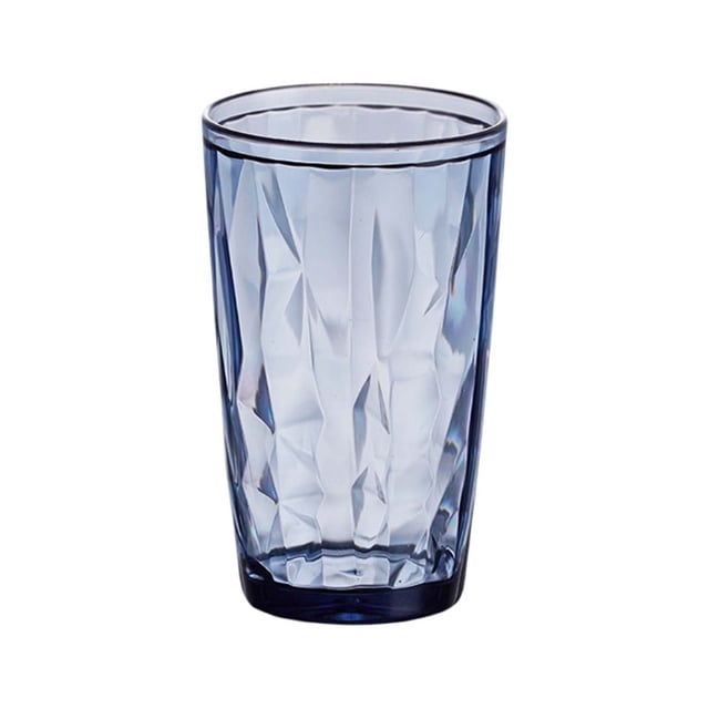 High End Color Water Cup With Pattern Water Cup Colorful Cup Dining Bar Drinking Cup Coffee Mug Set with Words Mugs for Large Drinking Glasses 64oz Hen Pantry Mug Juice Glasses Drinking Glasses Glass. A durable, shatterproof acrylic drinking glass with a textured, faceted design in a translucent blue color. The cup features a wide mouth and smooth rim, suitable for hot or cold beverages like coffee, tea, juice, or water. Lightweight, stackable, and break-resistant, it is ideal for indoor and outdoor use, including kitchens, dining rooms, patios, and camping. Measures approximately 10x10x9 cm and weighs 120g.