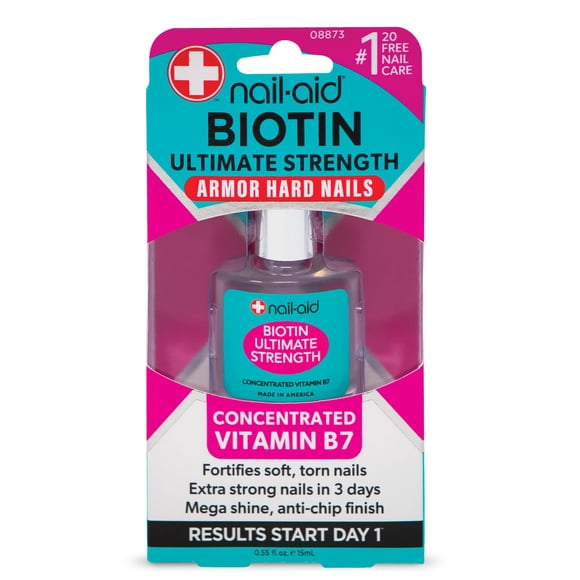 Nail-Aid Biotin Ultimate Strength - Nail Treatment & Strengthener - Clear 0.55 Fl Oz (08873)