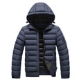 thumbnail image 1 of hoksml Men's Down Fill Winter Jacket Detachable Hooded Zip Up Coat with Zippered Pockets for Cold Weather, 1 of 5