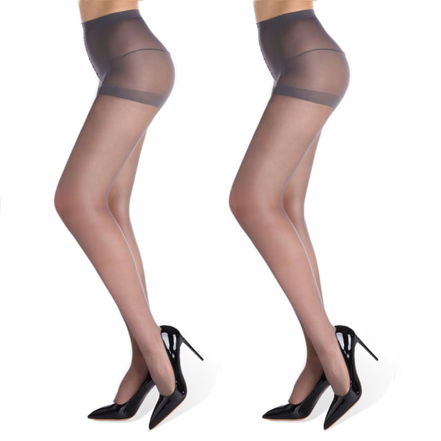 Collants de Classification de Produit - Titre de Produit Lot de 2 Collants Transparents Taille Haute pour Femmes 20D avec Soutien et Orteils Renforcés Collants 2 Pcs
