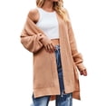 thumbnail image 1 of AherBiu Cardigan Sweaters for Women Ribble Knitted Mid-Long Split Fall Winter Women's Clothes, 1 of 6