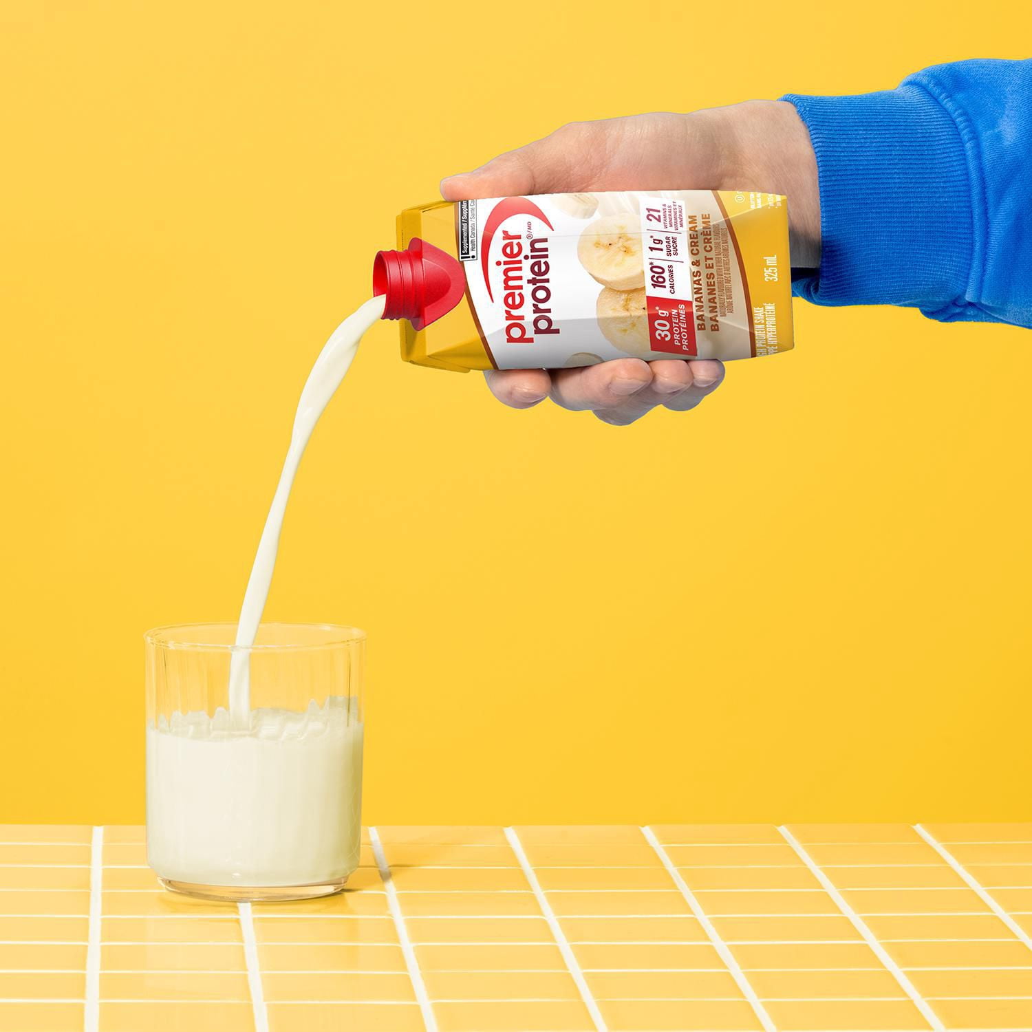 Premier Protein aux Bananes et à la Crème, Boisson Protéinée Prête à Boire, Lot de 4