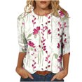 thumbnail image 1 of Pompotops T-shirt Ample Imprimé pour Femme Blouse à Manches 3/4 Col Rond Hauts Décontractés Liquidation, 1 of 5