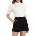 thumbnail image 1 of INSPIRE CHIC Women's Stand Collar Button Down Ruffle Neck Blouse Top, 1 of 6