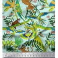 thumbnail image 1 of Soimoi Rayon Crepe Fabric Branches,Parrot & Leopard Jungle Print Fabric by The Yard 46 Inch Wide, 1 of 1
