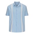 thumbnail image 1 of Birdeem Chemisier Décontracté pour Homme à Contraste de Couleurs, Col Rabattu, Boutonné, Manches Courtes, Haut, Chemise, 1 of 4