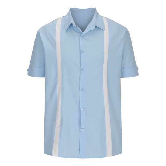 Birdeem Chemisier Décontracté pour Homme à Contraste de Couleurs, Col Rabattu, Boutonné, Manches Courtes, Haut, Chemise