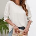 thumbnail image 4 of XZNGL Womens Short Sleeve Blouses Womens Casual Solid Color Round Neck Short Sleeve Tops Blouses Women Short Sleeve Tops Women Short Sleeve Blouse Short Sleeve Tops for Women, 4 of 5