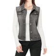thumbnail image 1 of INSPIRE CHIC Women's Denim Vest Sleeveless Button Washed Jacket Gray XS, 1 of 3