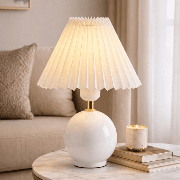 DAYBETTER Ceramic Table Lamp, 3 Colour Temperatures & 10 Dimmable, 3000K-6000K Bedside Lamp with USB Power for Bedroom, Living Room
