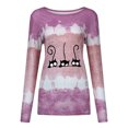 thumbnail image 3 of Jolis Hauts d'Été pour Femmes Imprimé à Nouer Patchwork T-Shirt à Col Rond T-Shirt Décontracté Blouse Hauts Blouses Chic pour Femmes en Liquidation, 3 of 7
