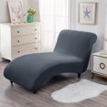 thumbnail image 3 of Housse Extensible pour Chaise Longue de Salon Sans Accoudoirs Gris Foncé, 3 of 8