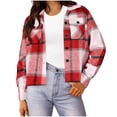 thumbnail image 1 of Erwazi Flannels Shirts for Women Cropped Shacket Jacket Trendy Plaid Button Down Shirt Fall Tops, 1 of 5