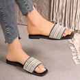 thumbnail image 4 of Styesk Womens Sandals Flat-bottom Large Beaded Flip-flops Women's Rhinestones Light Beach Slippers, 4 of 8