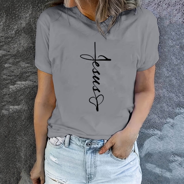 Daisyyozoid Chemise de Pâques pour Femmes 2024 Mode Printemps et Été Motif Imprimé Col Rond Manches Courtes