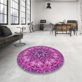 thumbnail image 4 of Ahgly Company Tapis d'Intérieur Lavable à la Machine, Carré, Transitionnel, Moyen Violet Rouge Rose, Tapis de Zone, 3 Pieds Carré, 4 of 7