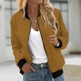 thumbnail image 1 of EQWLJWE Liquidation d'Économies d'Été! Veste Bomber de Baseball Zippée à Poches Unie Décontractée pour Femmes, Manteau, 1 of 5