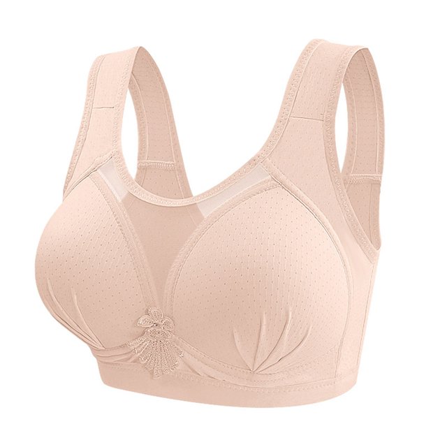Wireless Bras for Women Middle Aged and Elderly Bras Without Steel Rings Large Size Underwear Front Button Style Bra Comfortable Bra Everyday Bras Gray 36