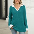 thumbnail image 2 of AherBiu Womens Tops Ribbed Knitted Long Sleeve Trendy Loose Tops Comfy Fall Collared Shirts Blouses, 2 of 7