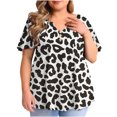thumbnail image 1 of Birdeem Women Fashion Casual Printing Short Sleeve Loose Plus Size Ruffle Short Sleeve Tops V-Neck Blouse, 1 of 5
