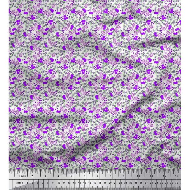 Soimoi Polyester Crepe Fabric Flower Artistic Printed Craft Fabric by The Yard 52 Inch Wide