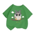 thumbnail image 1 of T-shirts Filles Imprimés Mignons Col Rond Manches Courtes Tee Été Mode Ample Vêtements Filles Tout-Petits Vert 8-10 Ans, 1 of 4