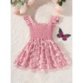 thumbnail image 3 of Faithtur Toddler Girl Summer Dress, Sleeveless Button Front 3D Butterfly Solid Color A-line Dress, 3 of 9