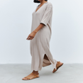 thumbnail image 3 of Solid Slit Summer Knit Dress for Women with Half Sleeves, 3 of 7