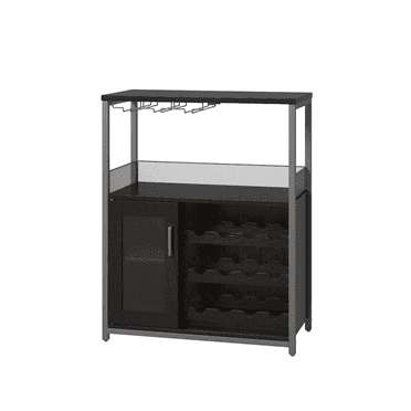 3-Tier Wine Bar Cabinet with Detachable Wine Rack and Drawer, Industrial Sideboard and Buffet Cabinet with Glass Holder and Mesh Door, Durable and Stylish Storage Solution