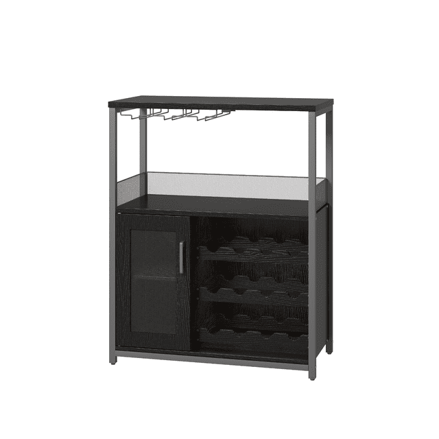 Wine Bar Rack Cabinet with Detachable Wine Rack, Bar Cabinet with Glass Holder, Small Sideboard, Buffet Cabinet with Mesh Door, Wine Storage Cabinet with Storage