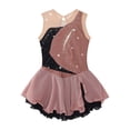 thumbnail image 4 of Miaeowve Robe de Patinage Artistique pour Filles Sans Manches avec Strass, Vêtements de Danse Ballet Performance Café Clair 14, 4 of 7