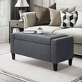 thumbnail image 2 of HOMCOM Banc de Rangement, Banc Ottoman avec Tissu Toucher Lin et Dessus Rabattable, 2 of 10