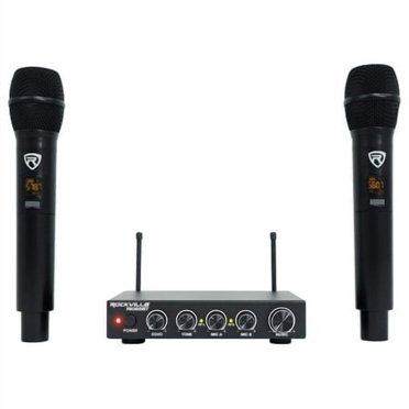 Rockville RKI65BT Microphones Sans Fil Double UHF Interface Micro Karaoké Bluetooth, Noir