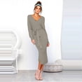 thumbnail image 3 of RKSTN Robe Chandail pour Femmes Mode Tricotée à Manches Longues à Col en V Aguichant Moulante aux Hanches Chaude Robe Maxi Couleur Unie Ajustée Robes d'Automne pour Femmes 2023, 3 of 9