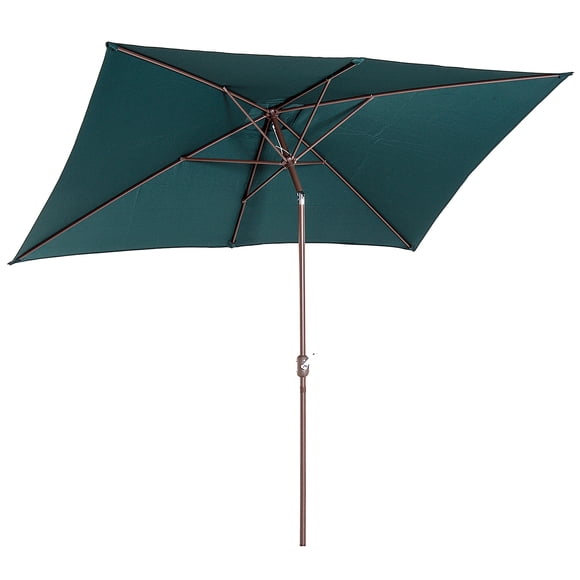 Outsunny Parasol de Patio Parasol de Jardin de Marché avec Manivelle Vert Foncé