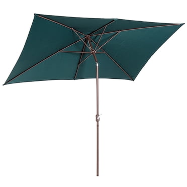 Outsunny Parasol de Patio Parasol de Jardin de Marché avec Manivelle Vert Foncé