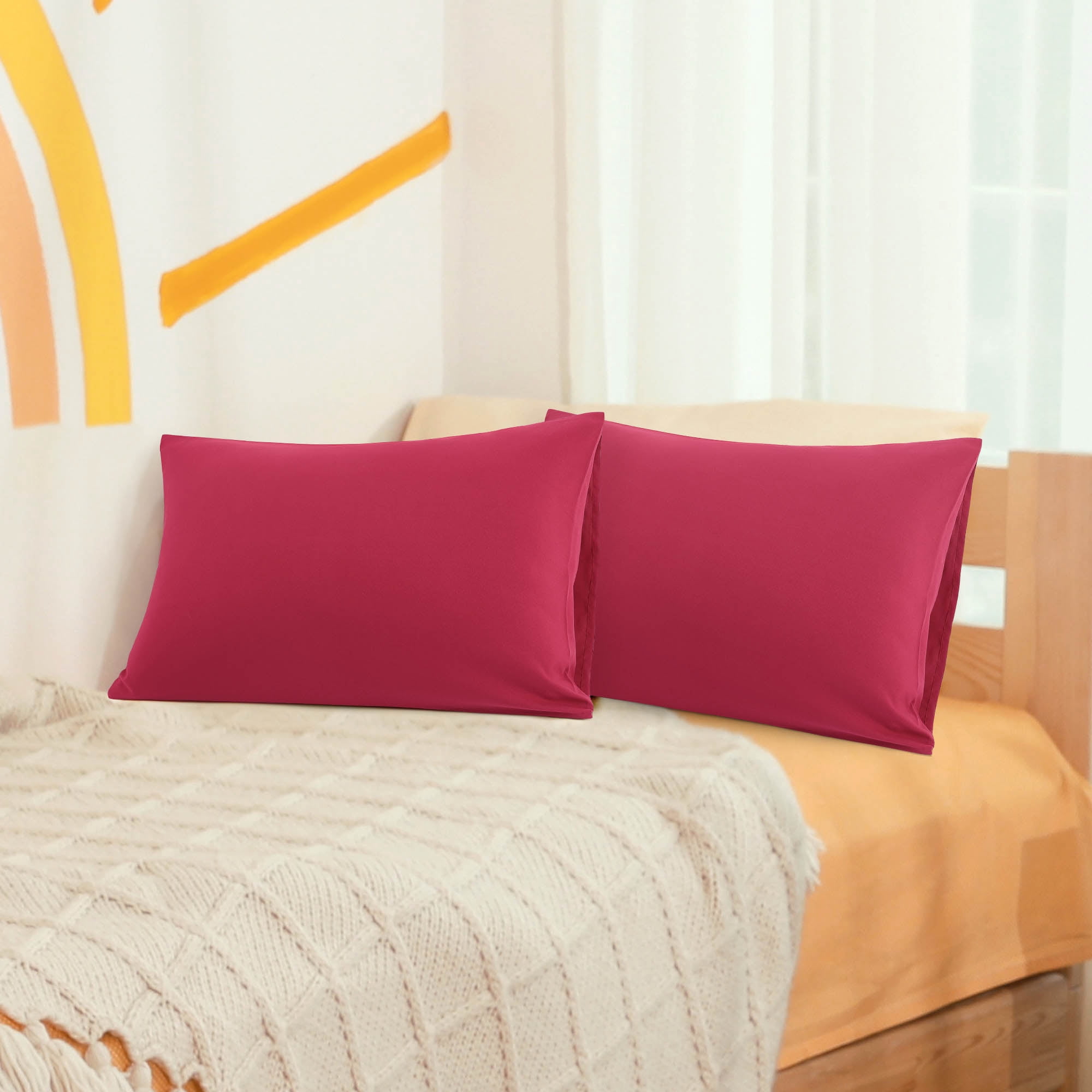 PiccoCasa 2pcs Pillowcases Soft Microfiber,No Wrinkle,King, Light Gray Pillow Case Covers Non-Standard Wine