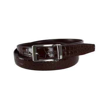 CTM®  Leather Croc Print Dress Belt with Clamp On Buckle (Men's Big & Tall)