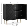 thumbnail image 2 of Eastvita Storage Cabinet - Modern Accent Cabinet with 2 Decorative Embossed Pattern Doors/Wood Buffet Cabinet with Inner Shelf for Living Room/Entryway//Kitchen in Black, 2 of 6