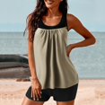 thumbnail image 4 of RKSTN Tankini Swimsuits for Women Summer Fashion Solid ColorConservative Two Piece Set Bathing Suits with Boyshorts Loose Plus Size Round Neck Sleeveless Pleated Swimsuits, 4 of 5