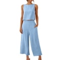 thumbnail image 1 of Cameland Ensemble Mode Femme 2 Pcs Blouse Sans Manches Col Rond + Pantalons à Poches Amples, 1 of 7