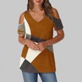 thumbnail image 1 of Soki Womens Tops Color Blocked Printed Short Sleeved V-Neck Off Shoulder Fashionable Summer Clothes, 1 of 6