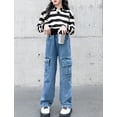 thumbnail image 3 of Girls Baggy Jeans Elastic Wasit Cool Ripped Jeans Washed Y2k Clothing Age 5-14 Years, 3 of 5