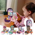 thumbnail image 3 of Gray Childrens Pretend Play House Set Mini Family Doll Toy With Carrying Case Kitchen Accessories 13 Inch Wide Role Play Educational Gift Plastic Food Utensils Grey, 3 of 3