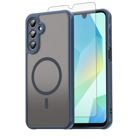 Asuwish Compatible with Samsung Galaxy A15 5G/4G Magnetic Phone Case Translucent Matte Anti-fingerprint Back Military Grade DropProof Shockproof Protective Cell Cover for A 15 G5 15A Women Men Blue