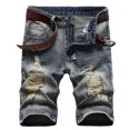 thumbnail image 1 of Meichang Men's Ripped Denim Shorts Slim Stretch Distressed Shorts Classic Fit Summer Workout Jean Shorts Zipper Open Five Point Short with Pockets, 1 of 8